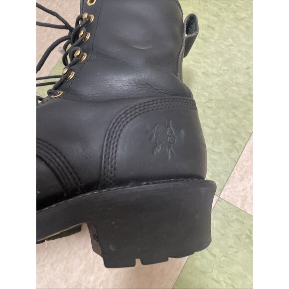 Vintage Chippewa Black Leather Logger Boots Men's 7 Women’s 9 Moto Boots Utility - Picture 6 of 11